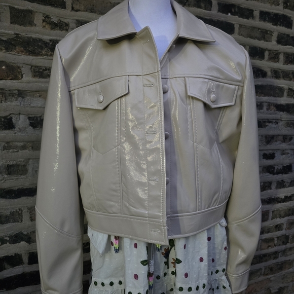 Avec Les Filles Jackets & Blazers - Avec Les Filles Shiny Cream  Jacket